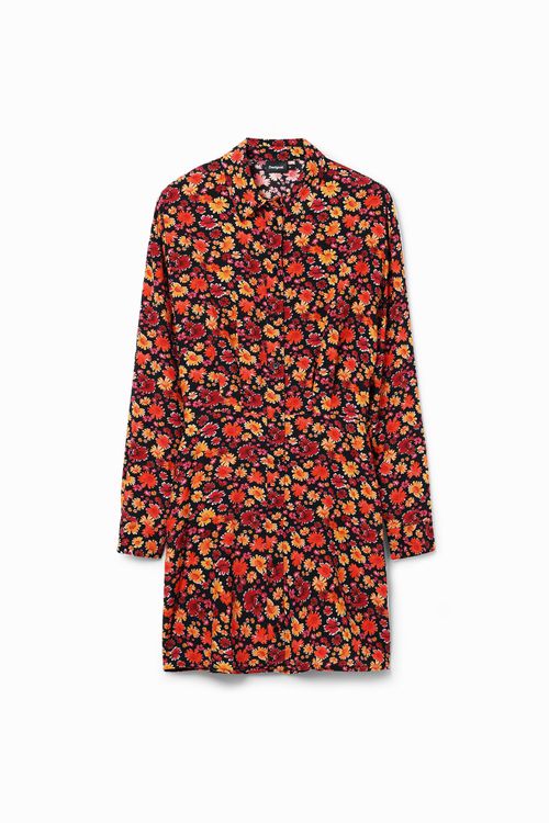 Short floral shirt dress