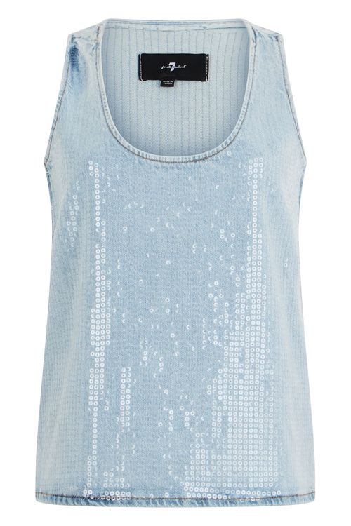 Sleeveless Denim Sequin Top