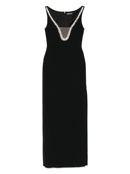 David Koma crystal neckline gown - Black