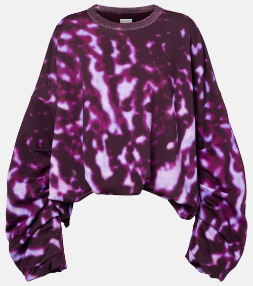 Printed draped cotton sweatshirt
