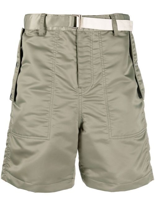Belted-waist detail shorts - Green