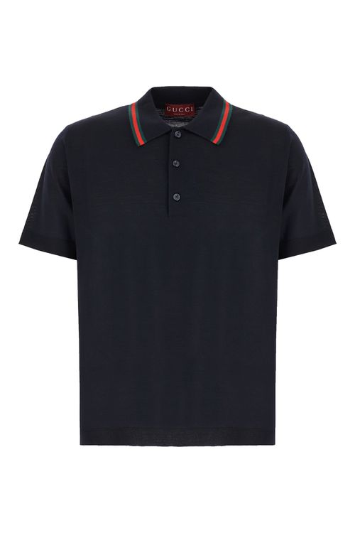Midnight Blue Wool Polo Shirt