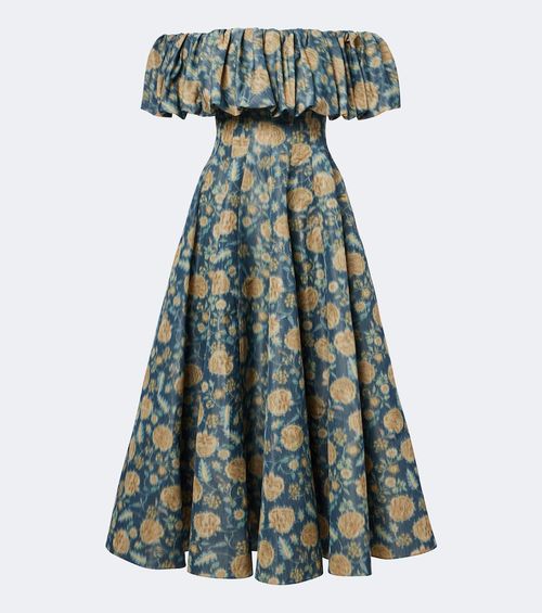Freesia floral off-shoulder bustier dress