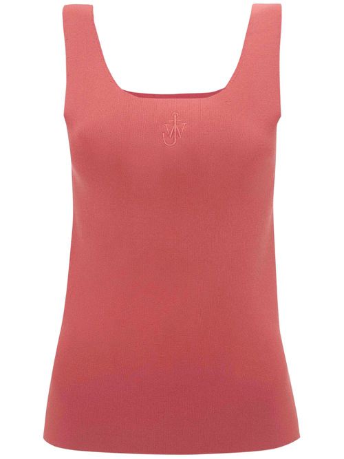 JW-embroidered ribbed tank top - Pink