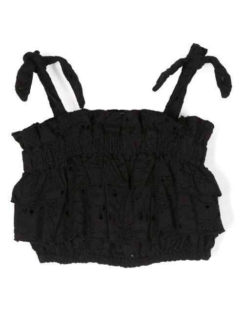 Broderie-anglaise cropped top - Black