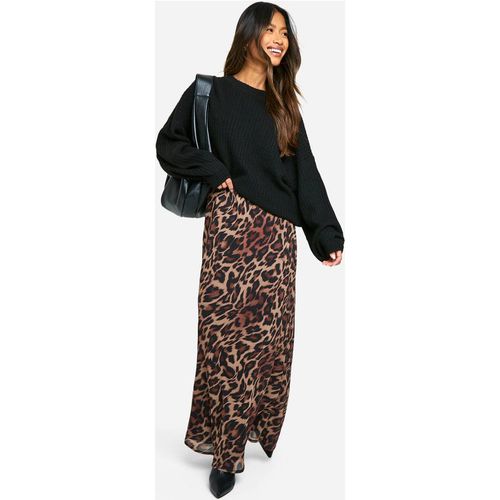 Boohoo Women's Leopard Chiffon Maxi Skirt in Brown
