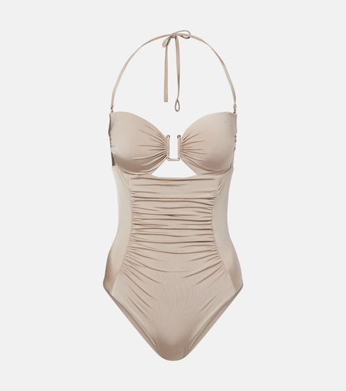 Curva ruched halterneck swimsuit