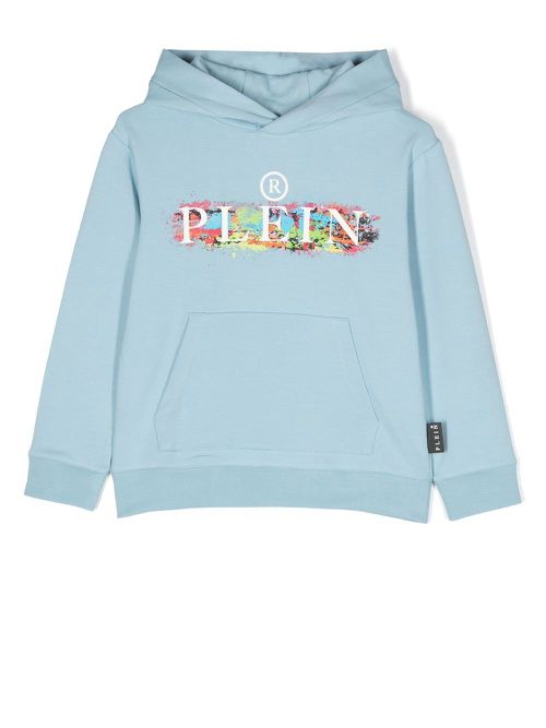 Logo-print detail hoodie - Blue