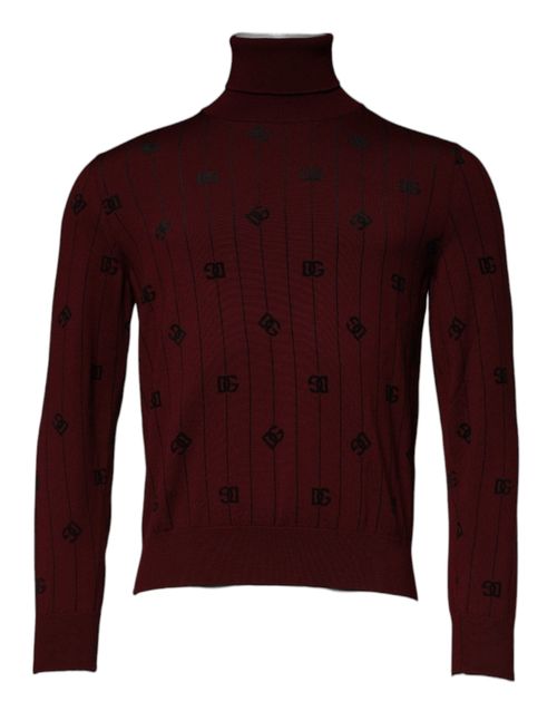 Monogram Virgin Wool Turtleneck Sweater — Maroon