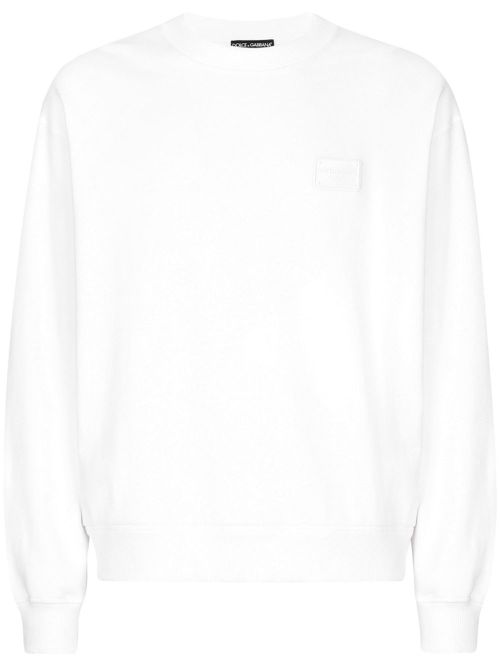 Logo-appliqué cotton sweatshirt - White