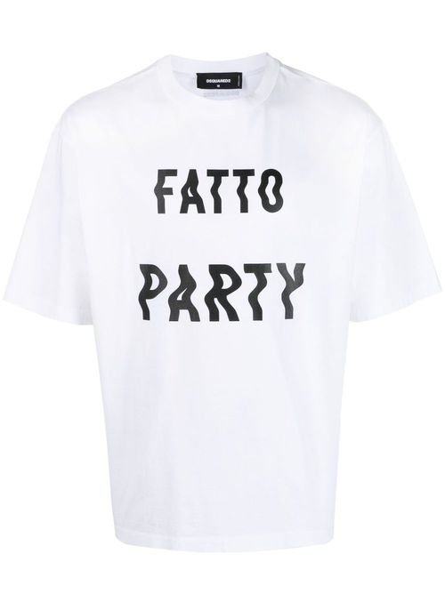 Text-print cotton T-shirt - White