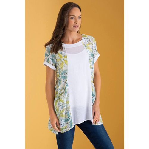 Klass. Women's Splatter Print & Plain Tunic Top in White | : Sma