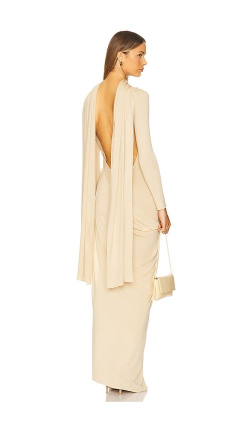 Aya Muse Vire Dress in Beige. - L also in M