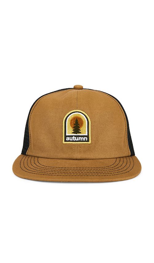 Autumn Headwear Twill 6 Panel Trucker Cap in Brown