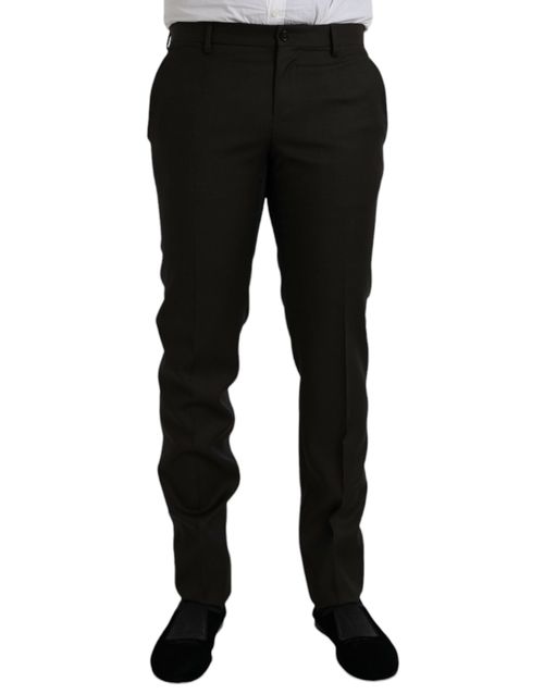 Virgin Wool and Silk Blend Trousers — Brown