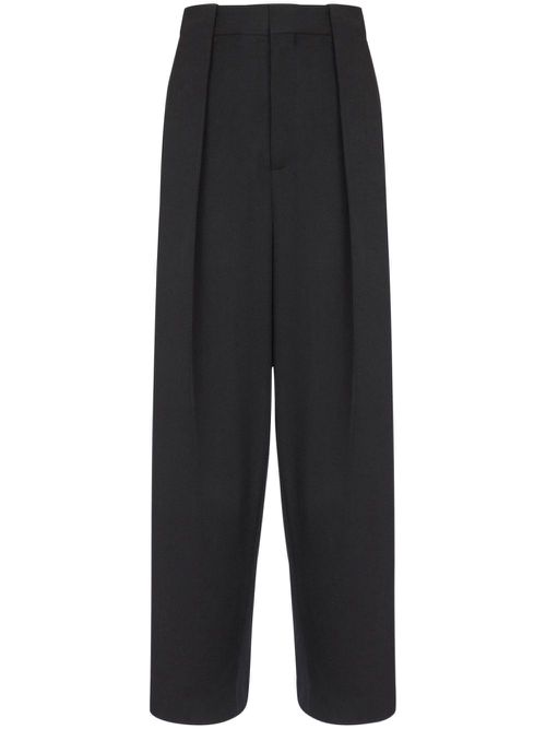Pleated grain de poudre trousers - Black