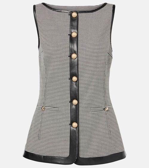 Cressida checked faux leather-trimmed vest