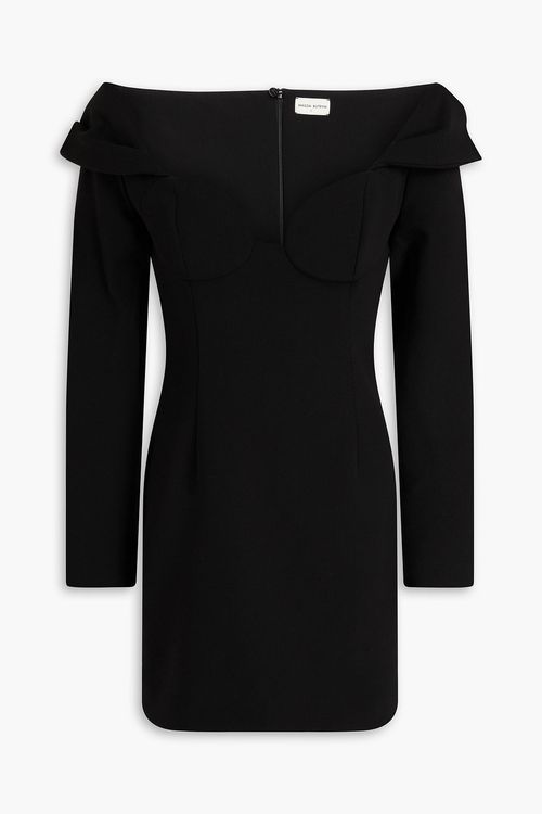 Off-the-shoulder crepe mini dress - Black - FR 34