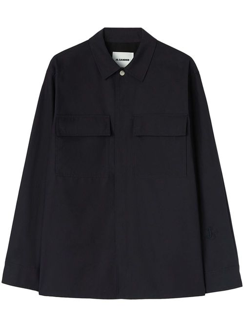 Logo-tag cotton shirt - Blue