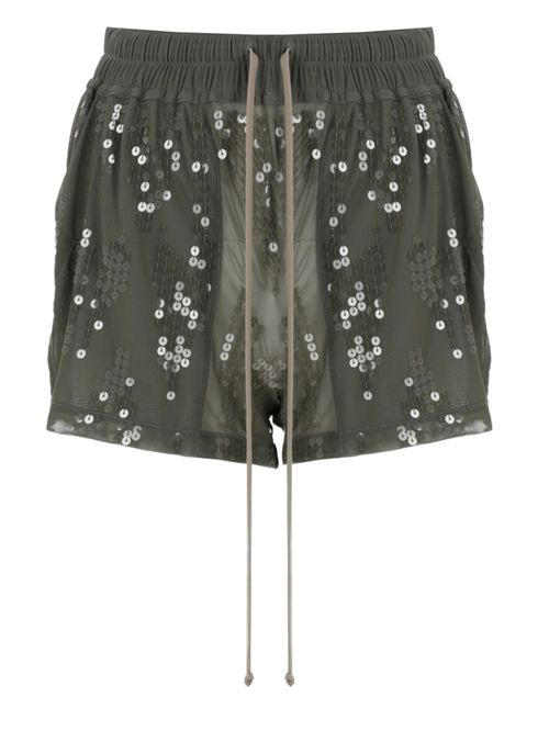 Green Nylon Embellished Shorts