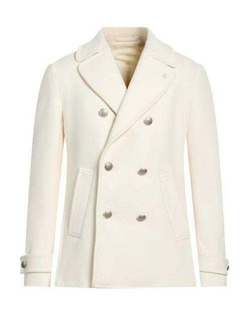 L. b.m. 1911 Man Coat Off white Size 40 Wool, Polyamide