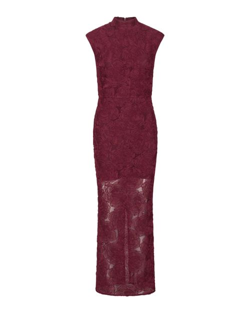 Floral Mesh Maxi Dress — Purple