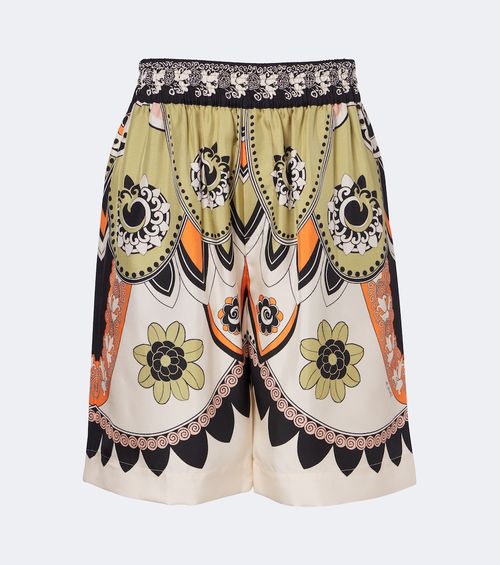 Printed silk twill Bermuda shorts