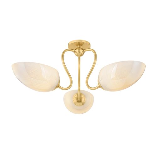 Aged Brass Semi Flush Mount from the Reva Collection