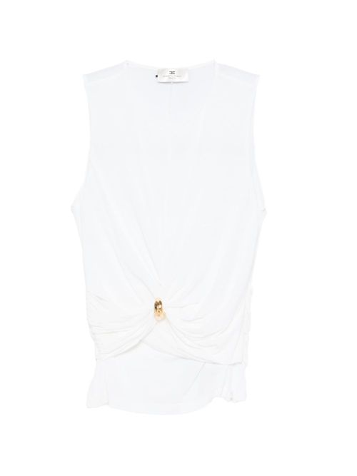 Gathered Knot-Detail Tank Top — Ivory