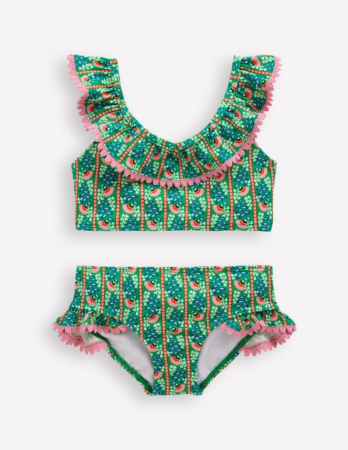 Girls Frill V-neck Bikini Set in Green | Size 2-3 Years