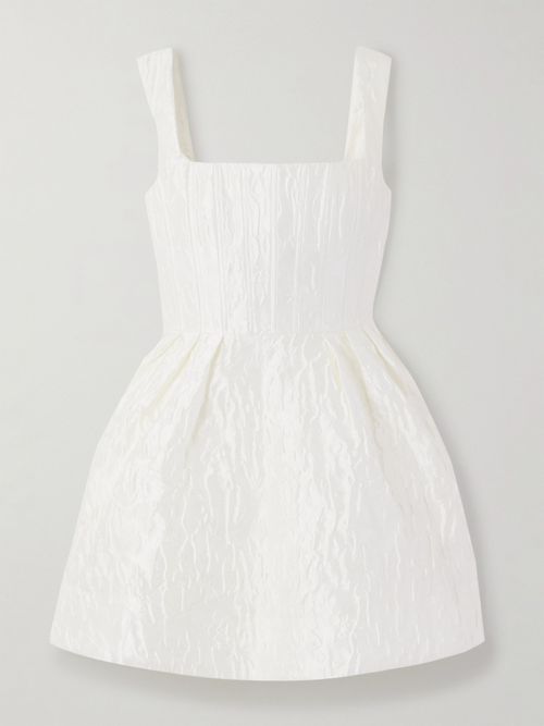 Vanilla Dreams Pleated Cloqué Mini Dress - Ivory