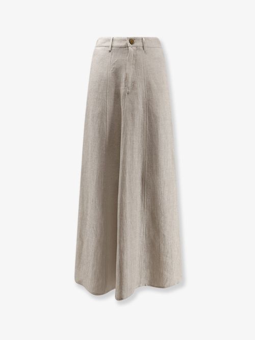 Flared Linen Skirt — Beige