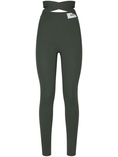 KIM DOLCE&GABBANA crossover-strap high-waisted leggings - Black