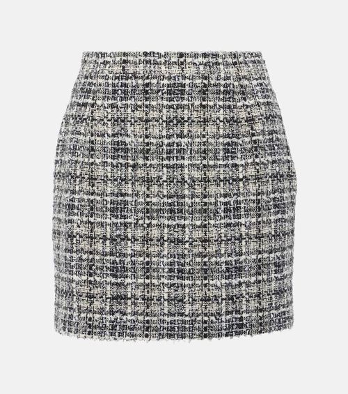 Checked lamé tweed miniskirt