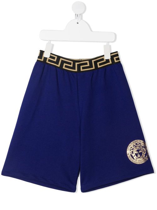 Medusa logo cotton shorts - Blue