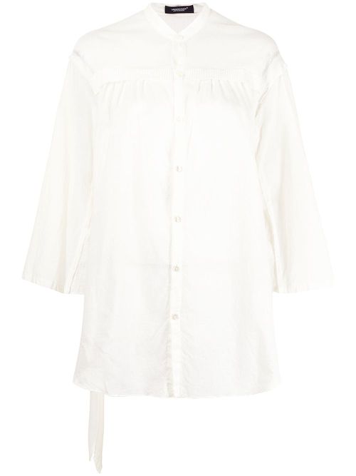 Belted pleated shirt - White