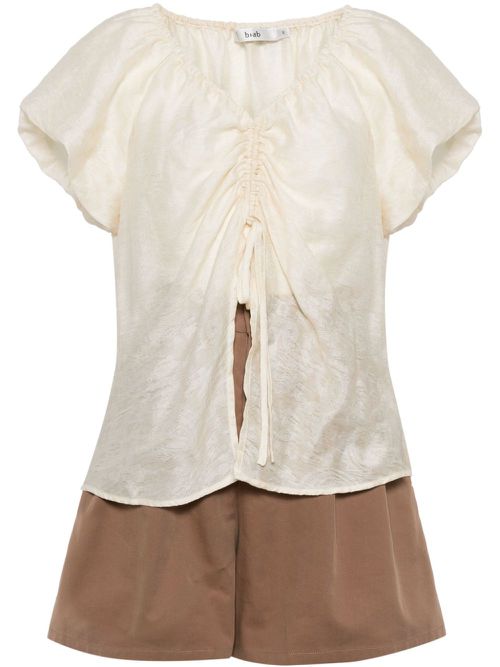 Pleat-detail tailored short set - White