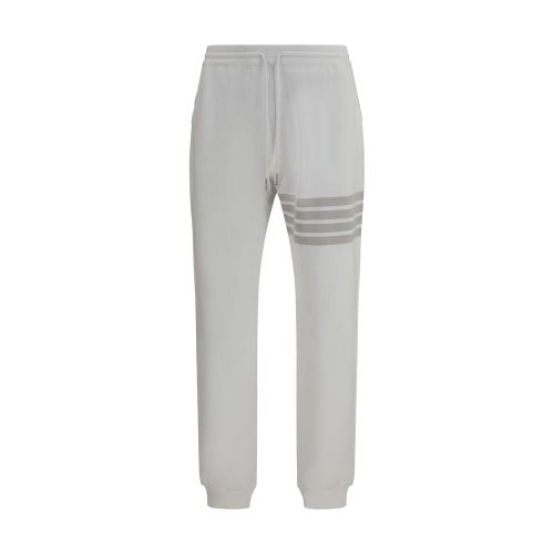 Striped Cotton Joggers — White