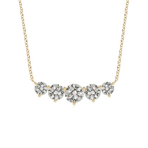 Angara 1.0 Carat Graduated Five Stone Round Diamond Necklace in 18K Yellow Gold