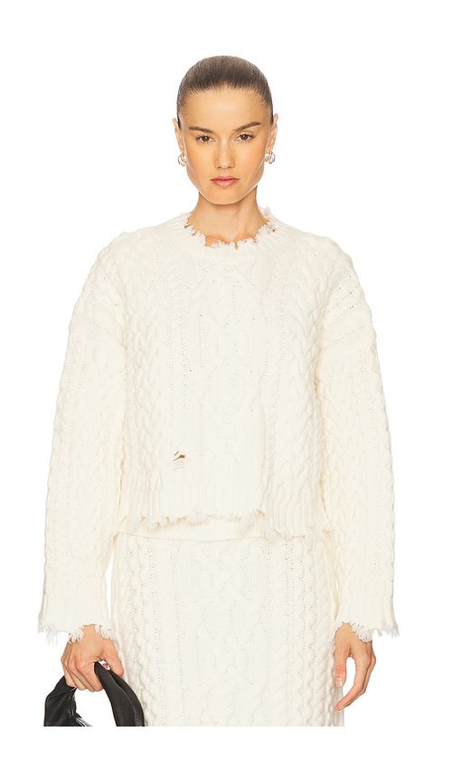 SIMKHAI Feliz Cropped Sweater in Ivory. S. Also in