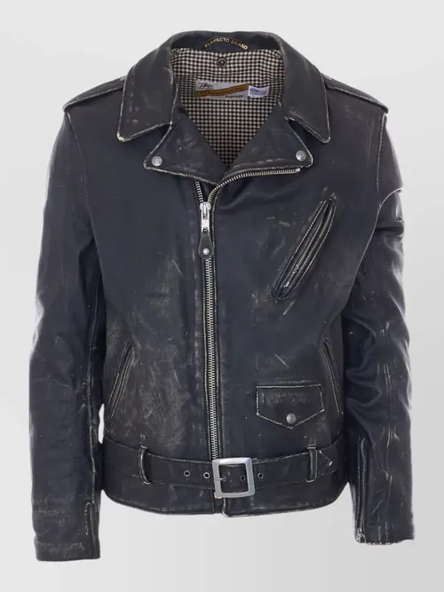 Schott - coat distressed finish epaulettes front pocket