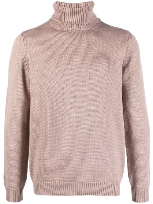 Roll-neck merino wool jumper - Pink