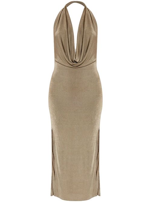 Cowl-neck midi dress - Neutrals