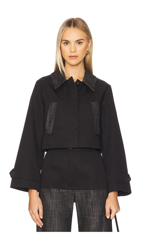 MATTHEW BRUCH Cropped Barn Jacket in Black Cotton Twill - Black. L also in