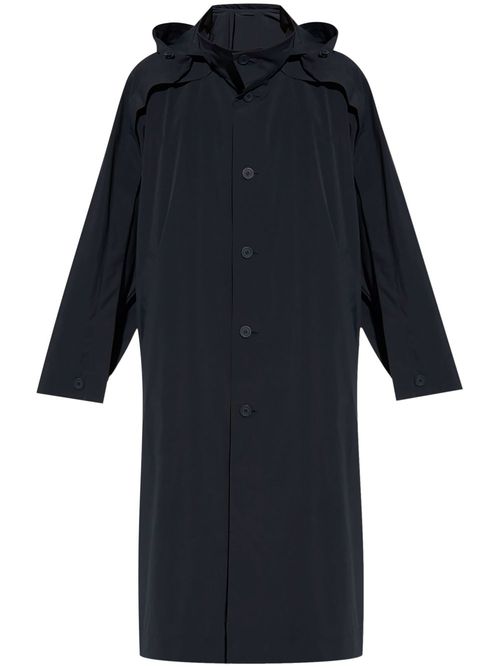 Wing stand-collar hooded coat - Blue