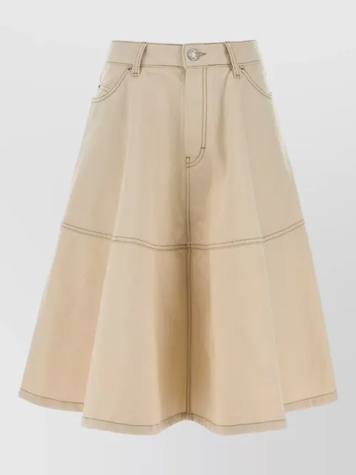 Ami Paris - high waisted flared denim skirt pane