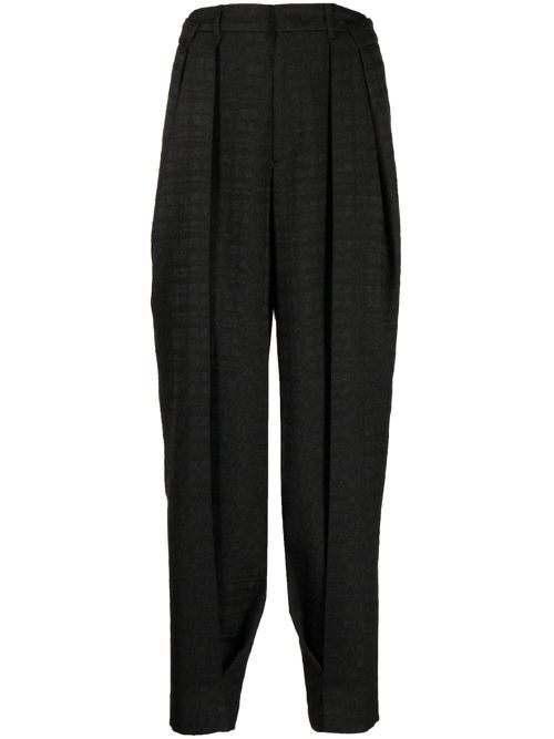 Pleated jacquard tailored trousers - Black