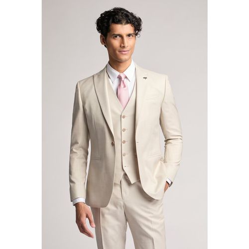 Ted Baker Mens Turner Slim Fit Stone Sharkskin Suit Jacket - Nude Wool - 36 Chest