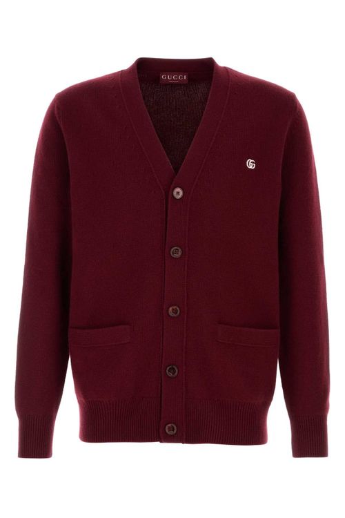 Wool-Cashmere Blend Cardigan — Red