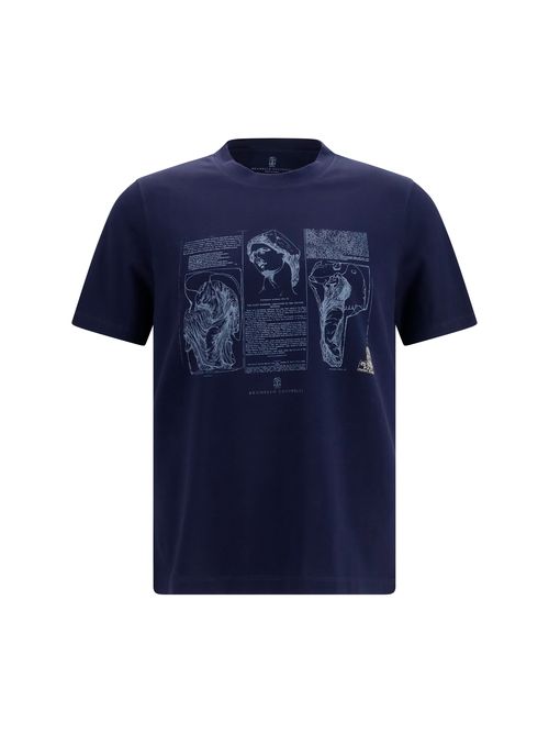 Cotton Printed T-Shirt — Navy